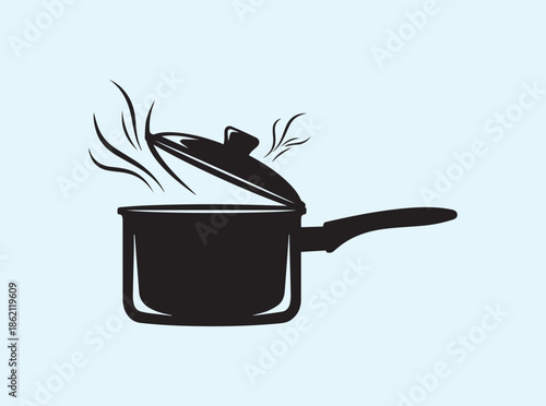 Black cookware saucepan silhouette with balanced proportions
