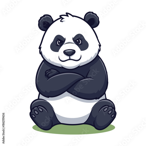 Cute panda sitting with arms crossed Vector