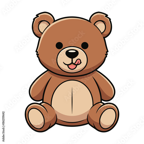 Cute brown teddy bear sitting Vector