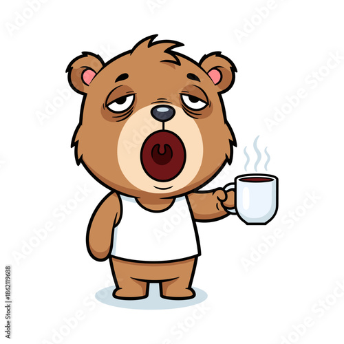 Bear enjoying a hot drink Vector