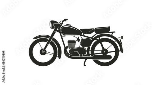Vintage motorcycle silhouette a classic two wheeled vehicle in a monochrome style