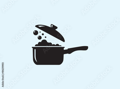 Kitchen cookware saucepan silhouette isolated on white background
