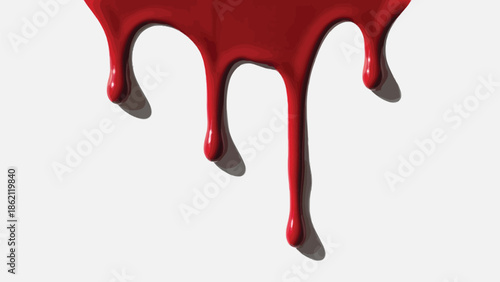 Red blood dripping effect on white background