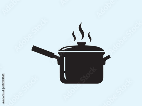 Geometric saucepan silhouette representing kitchen cookware
