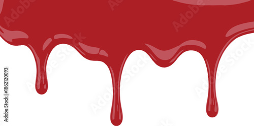 Red blood dripping effect on white background