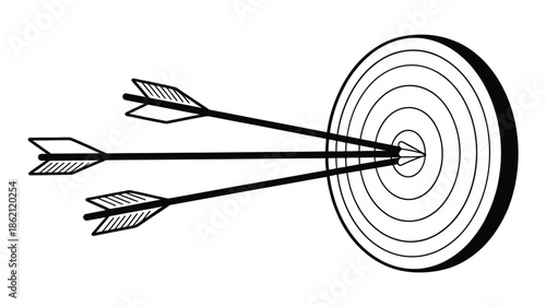 A target with three arrows hitting the bullseye a symbol of accuracy