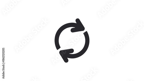 A simple black circular arrow symbol against a plain white background