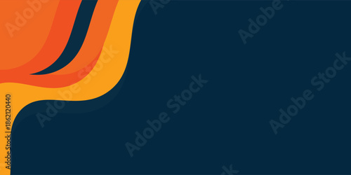 Abstract orange and dark blue fluid wave background. Modern gradient dynamic wallpaper. Template banner background. vector eps10