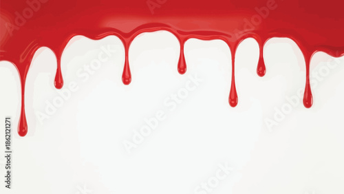 Red blood dripping effect on white background