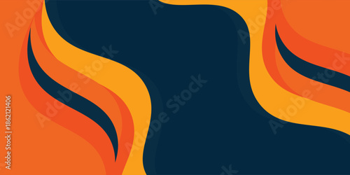 Abstract orange and dark blue fluid wave background. Modern gradient dynamic wallpaper. Template banner background. vector eps10