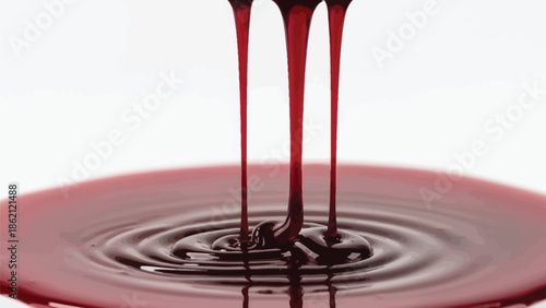 Red blood dripping effect on white background