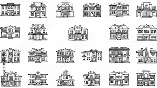 Collection of Architectural Building Illustrations.