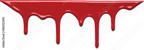 Red blood dripping effect on white background