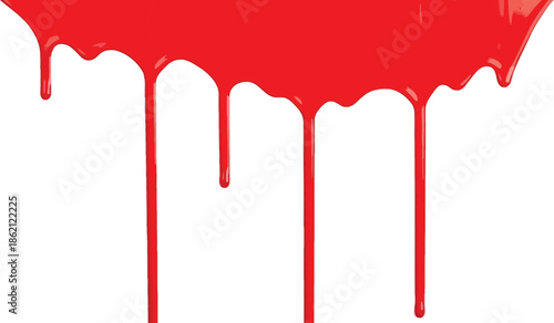 Red blood dripping effect on white background