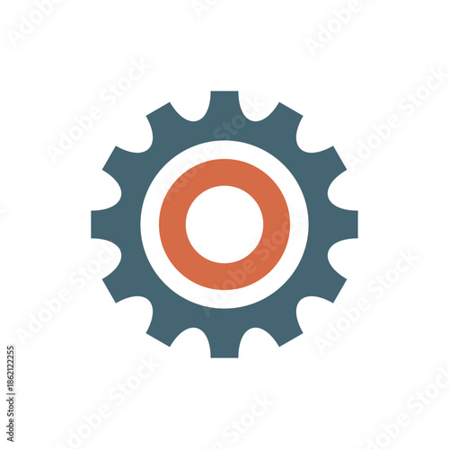 Gear Icon Vector Template, Flat Design Engineering Cogwheel Illustration Design