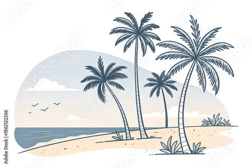 Minimal vector of Havelock Island beach palms