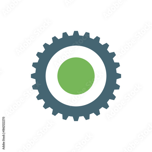 Gear Icon Vector Template, Flat Design Engineering Cogwheel Illustration Design