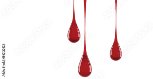 Red blood dripping effect on white background