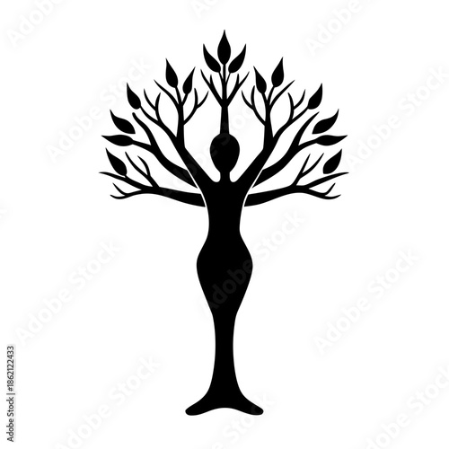 a figure in a vrikshasana  tree pose  silhouette  .svg