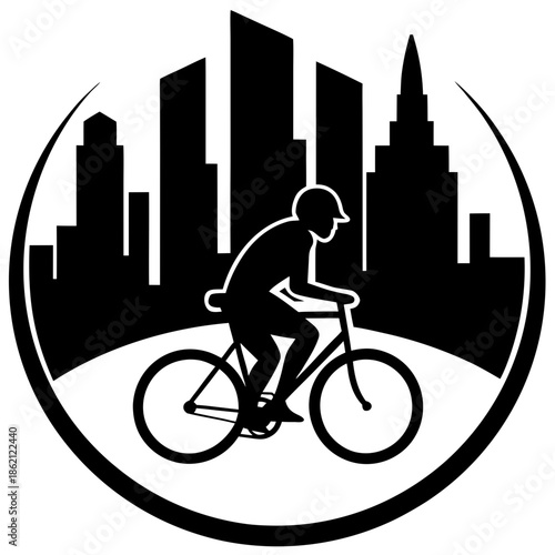 a dynamic silhouette of a commuter cycling past a .svg