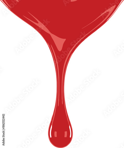 Red blood dripping effect on white background