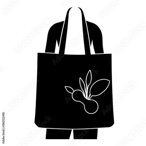 a person holding a reusable cloth shopping bag  wi.svg