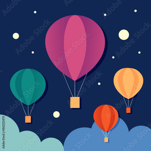 wonder filled hot air balloon fleet drifting throu.svg