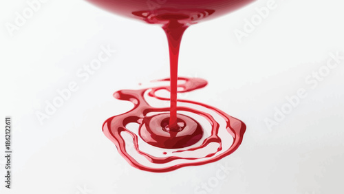 Red blood dripping effect on white background