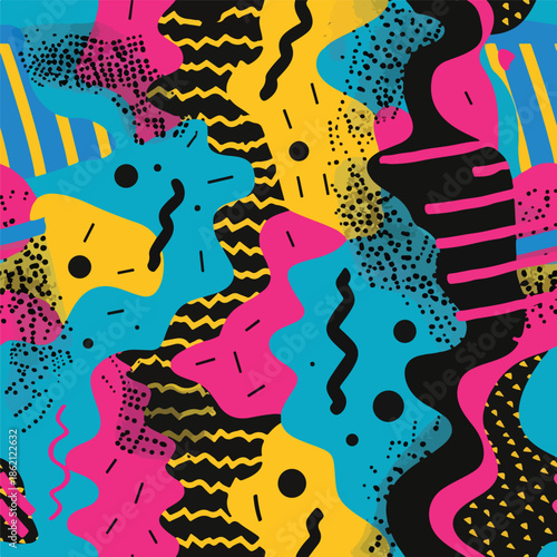  Abstract Geometric Patterns in Neon Colorways