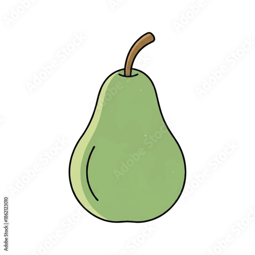 Cartoon Green Pear Illustration Showcasing Fresh Fruit on White Background.