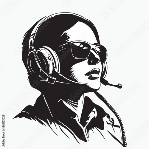 silhouette of a female telephone operator