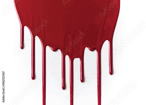 Red blood dripping effect on white background