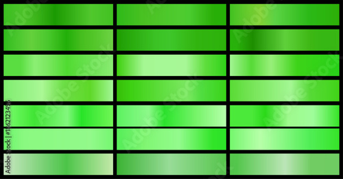 Green ecology gradient. Mega collection of green gradients for eco backgrounds, cover, frame, ribbon, banner, abel, flyer, card etc.