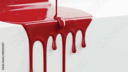 Red blood dripping effect on white background