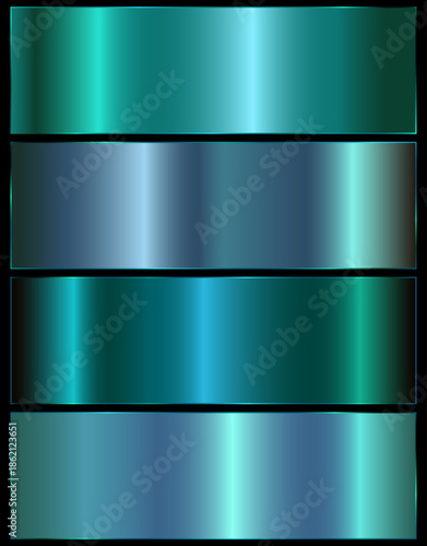 Light blue metal gradients set. Realistic blue gradient palette.Light blue rectangle.