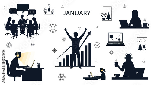 New year january business concept with people working