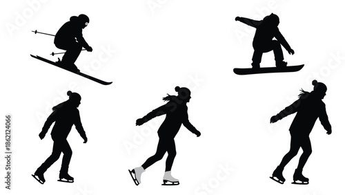 People engaging in various winter sports