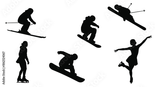 People enjoying winter sports like skiing and snowboarding
