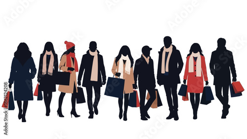 People walking with shopping bags in hand