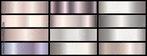 premium royal silver gradients swatch palette. silver metal gradient. realistic silver.