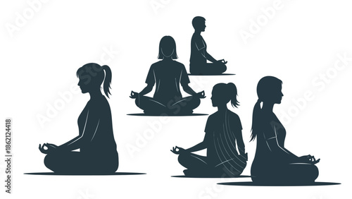Group of people meditating in lotus position