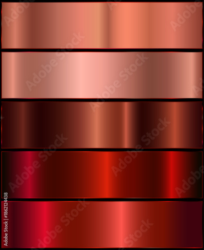 Red gradients collection. red metallic.Premium red gradient swatch palette set