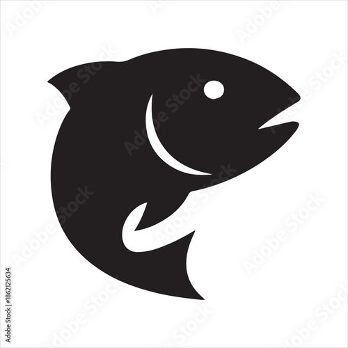 Silhouette of stylized fish icon side view Vector illustration