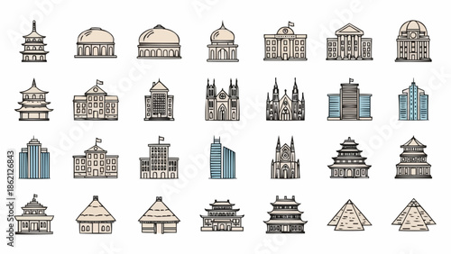Collection of Diverse Architectural Building Styles and Landmarks.