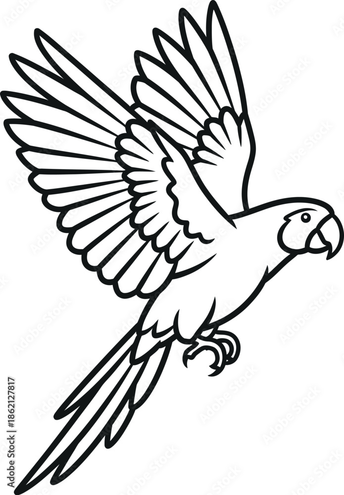 Obraz premium Flying parrot line art