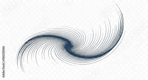 Abstract blue spiral made of fine lines and curves creating a soft wave pattern.