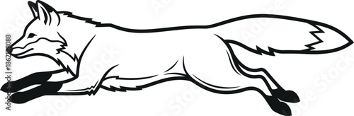 Running fox line art