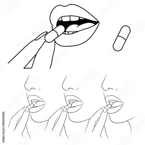 lady take a medicine silhouette pack