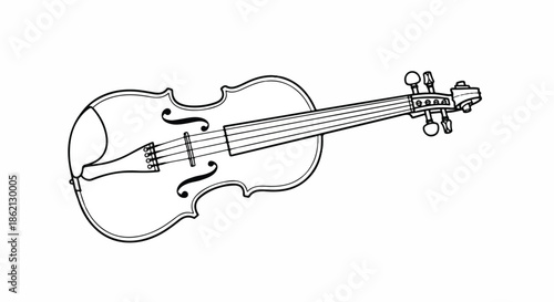Minimalist Line Drawing of a Violin for Music Themed Artwork.