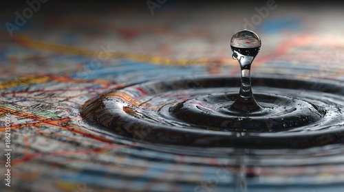 Water drop representing ai hydration trend map concept for visual planning and effective mapping of water intake